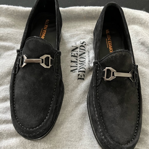Black suede Allen Edmonds Vinci Bit Loafers worn once - Picture 2 of 5